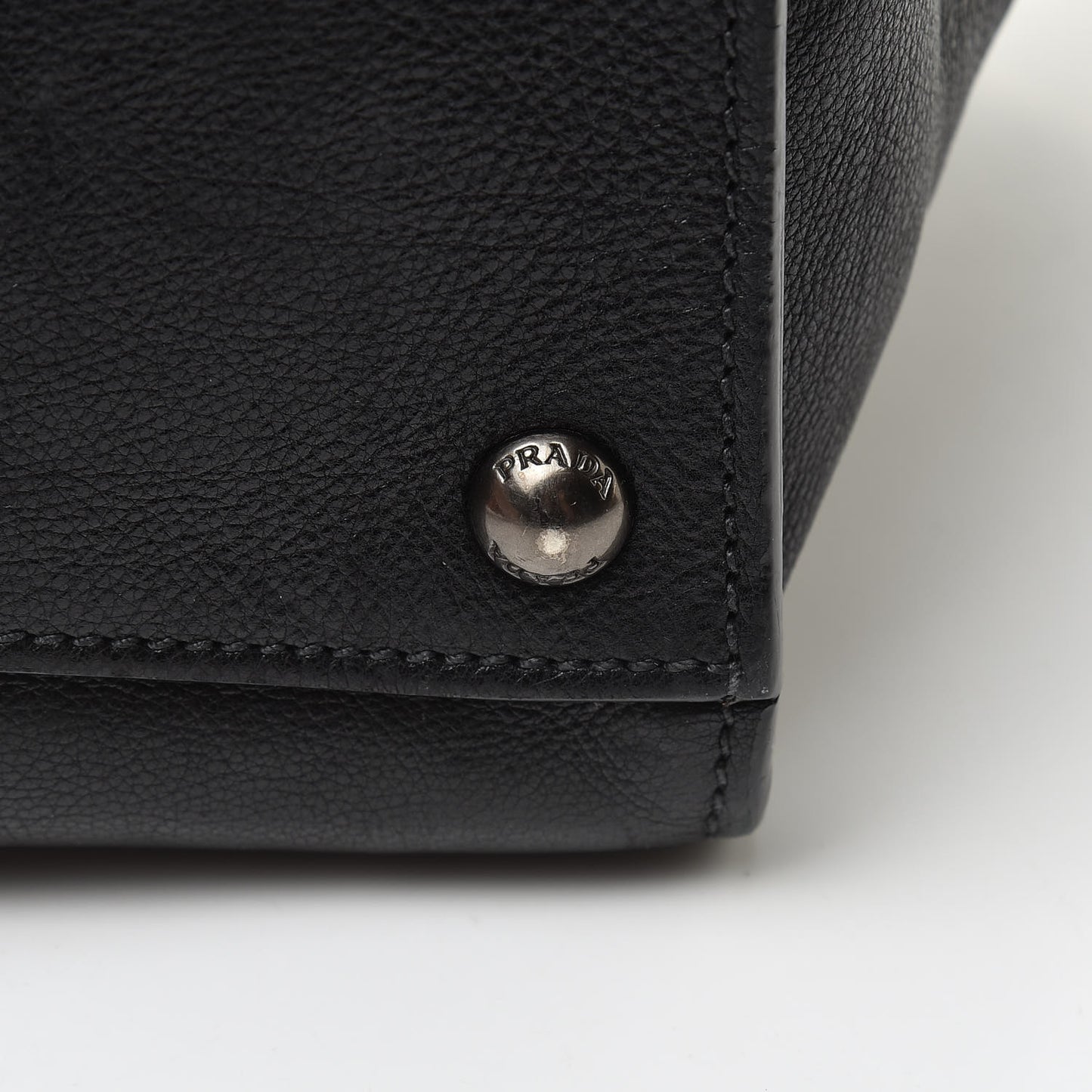 Glace Calf Small Twin Pocket Tote Black