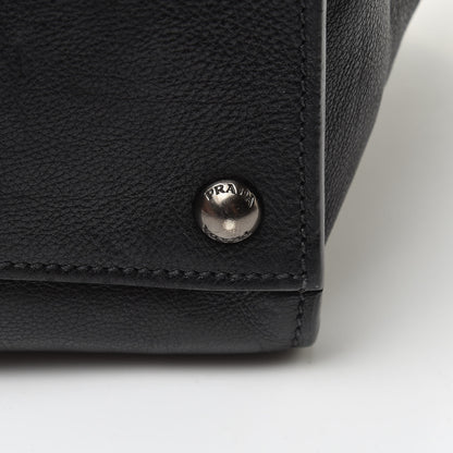 Prada Glace Calf Small Twin Pocket Tote Black 23 of 25