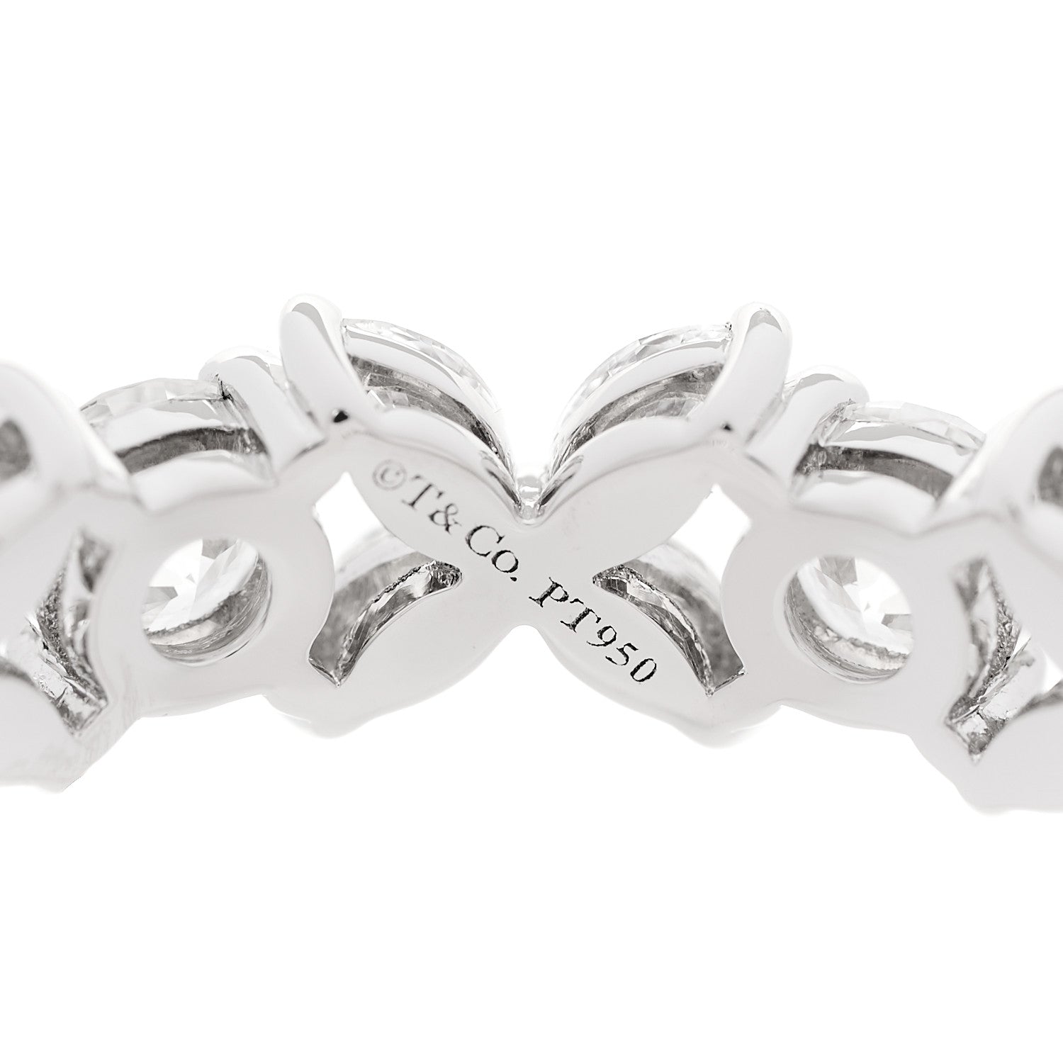 Tiffany Platinum Diamond Victoria Alternating Band Ring 55 7.25 4 of 5