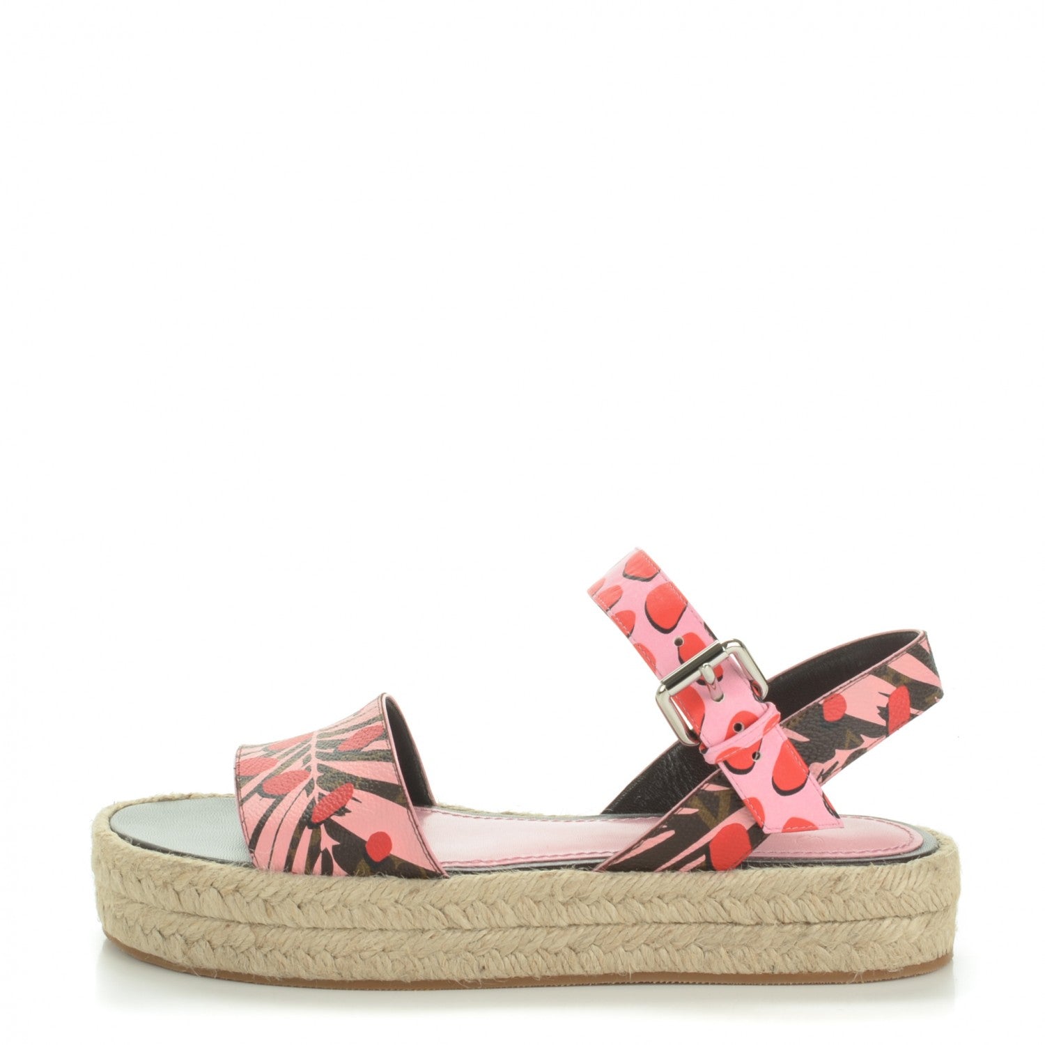 Louis Vuitton Monogram Jungle Dots Hibiscus Espadrille Sandals 37 Sugar Pink Poppy 1 of 8