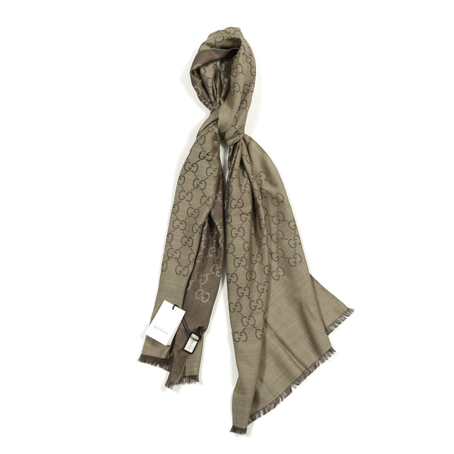 Wool Silk GG Monogram GGNat Scarf Rope Dark Brown