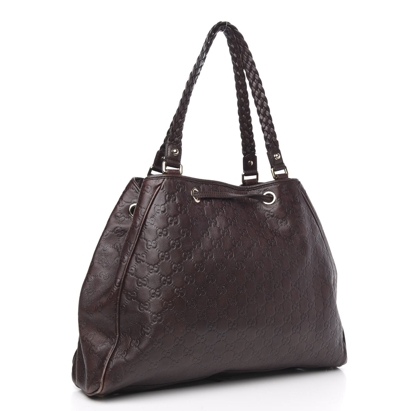 Guccissima Peggy Braided Tote Dark Brown