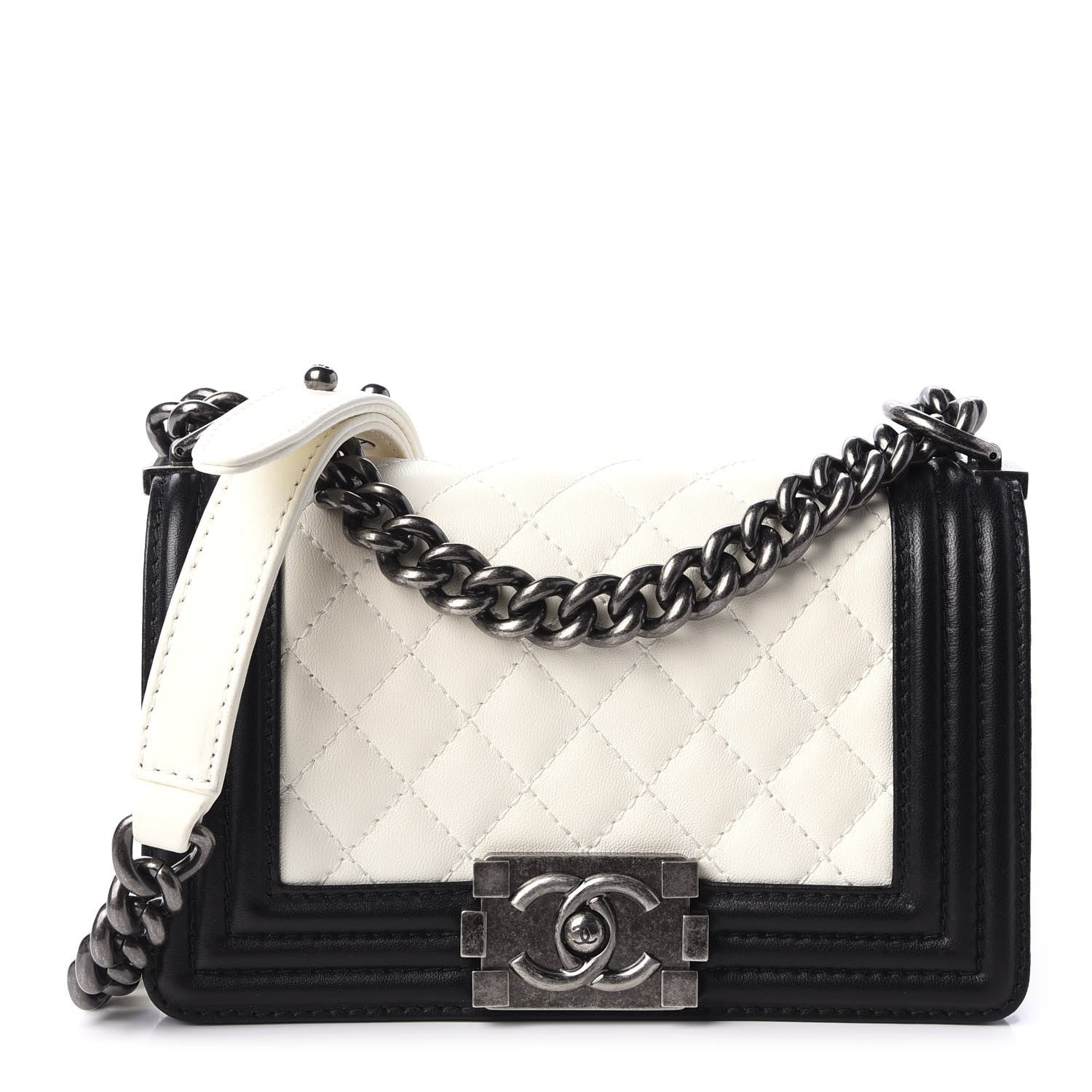 Chanel Calfskin Quilted Small Boy Flap Black Ivory 1 of 11