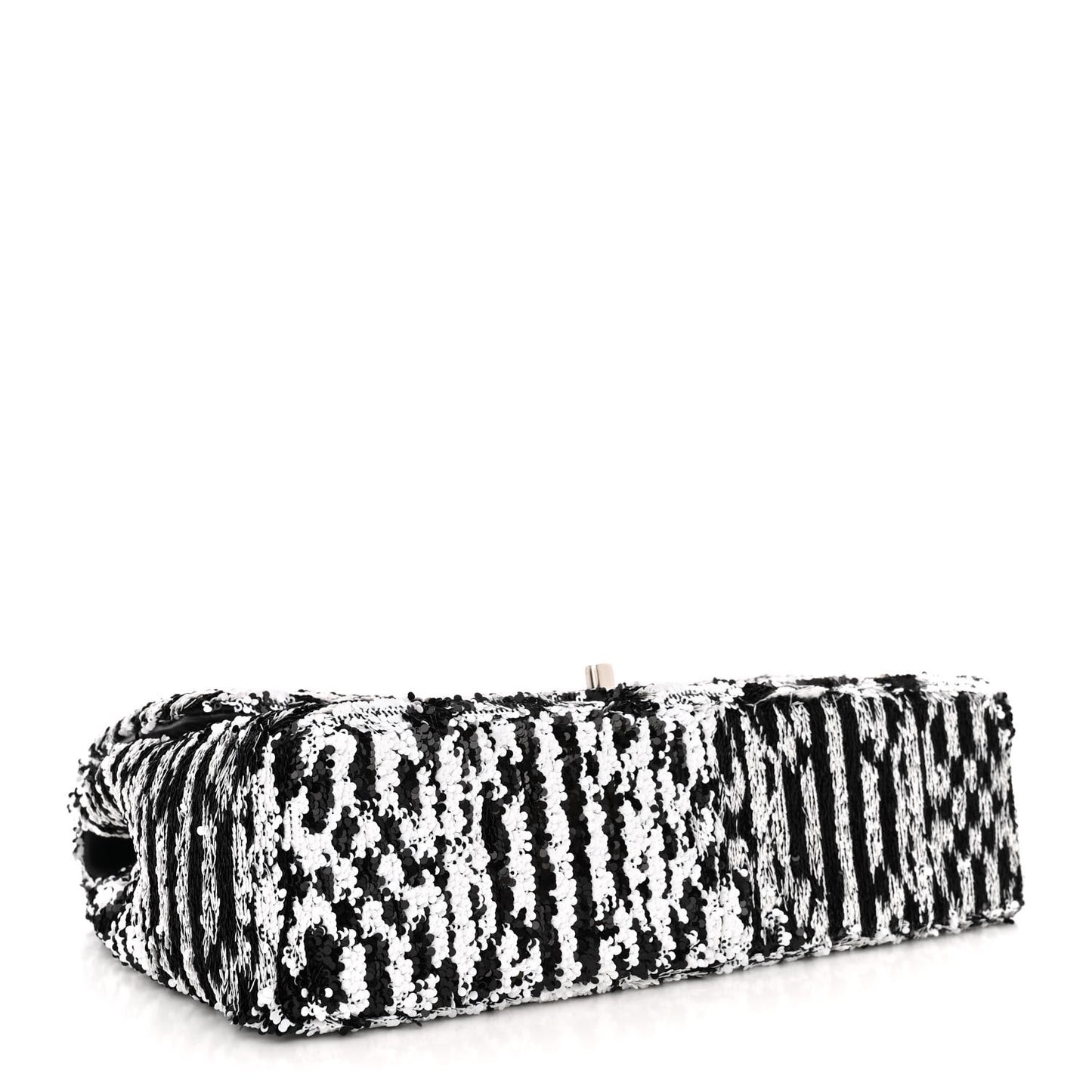 Sequin Embroidered Medium Flap Black White