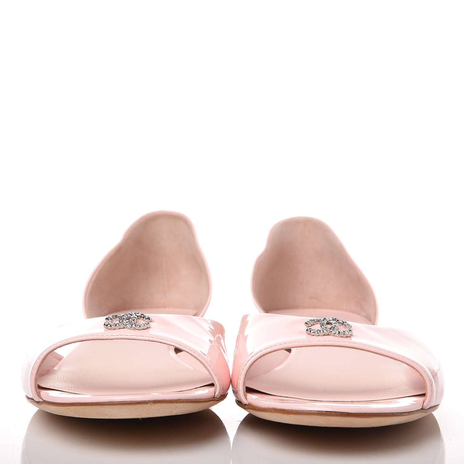 Chanel Patent Pearl CC Open Sandals 39.5 Pink 2 of 10