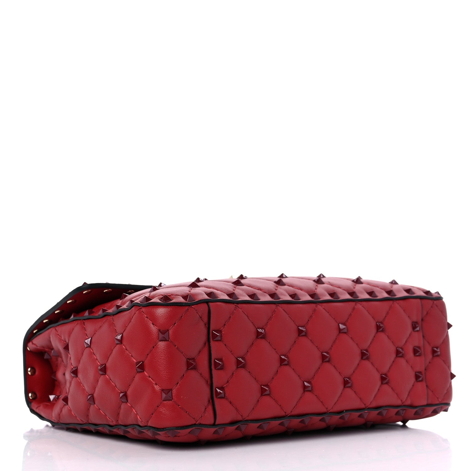 Valentino Garavani Lambskin Monochrome Medium Rockstud Spike Shoulder Bag Red 4 of 10