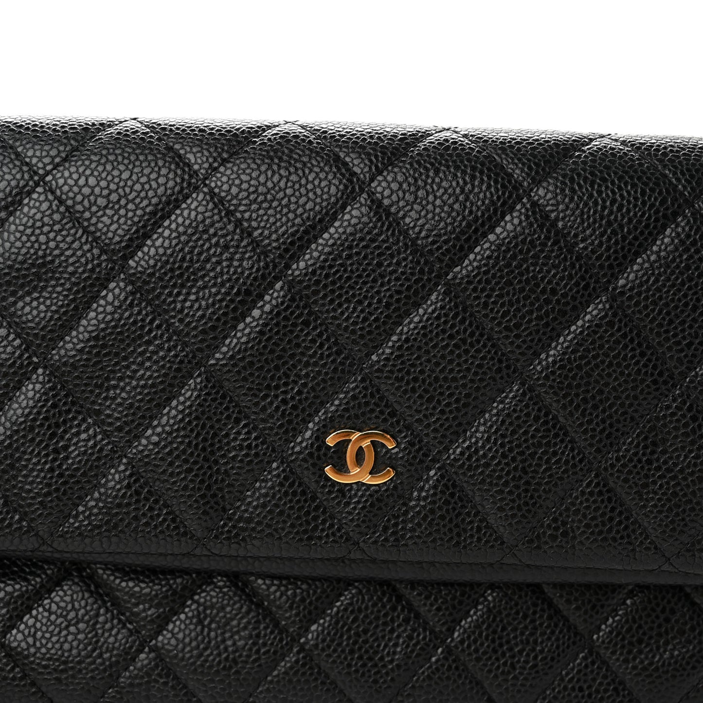 Caviar Quilted CC Beauty Clutch Black