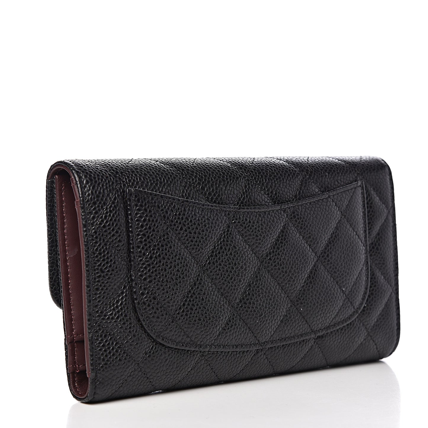 Caviar Quilted Large Flap Wallet Black