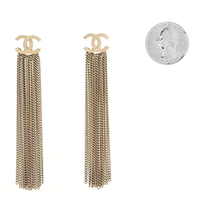 Chanel Metal CC Multi Strand Chain Drop Earrings Gold 2 of 4