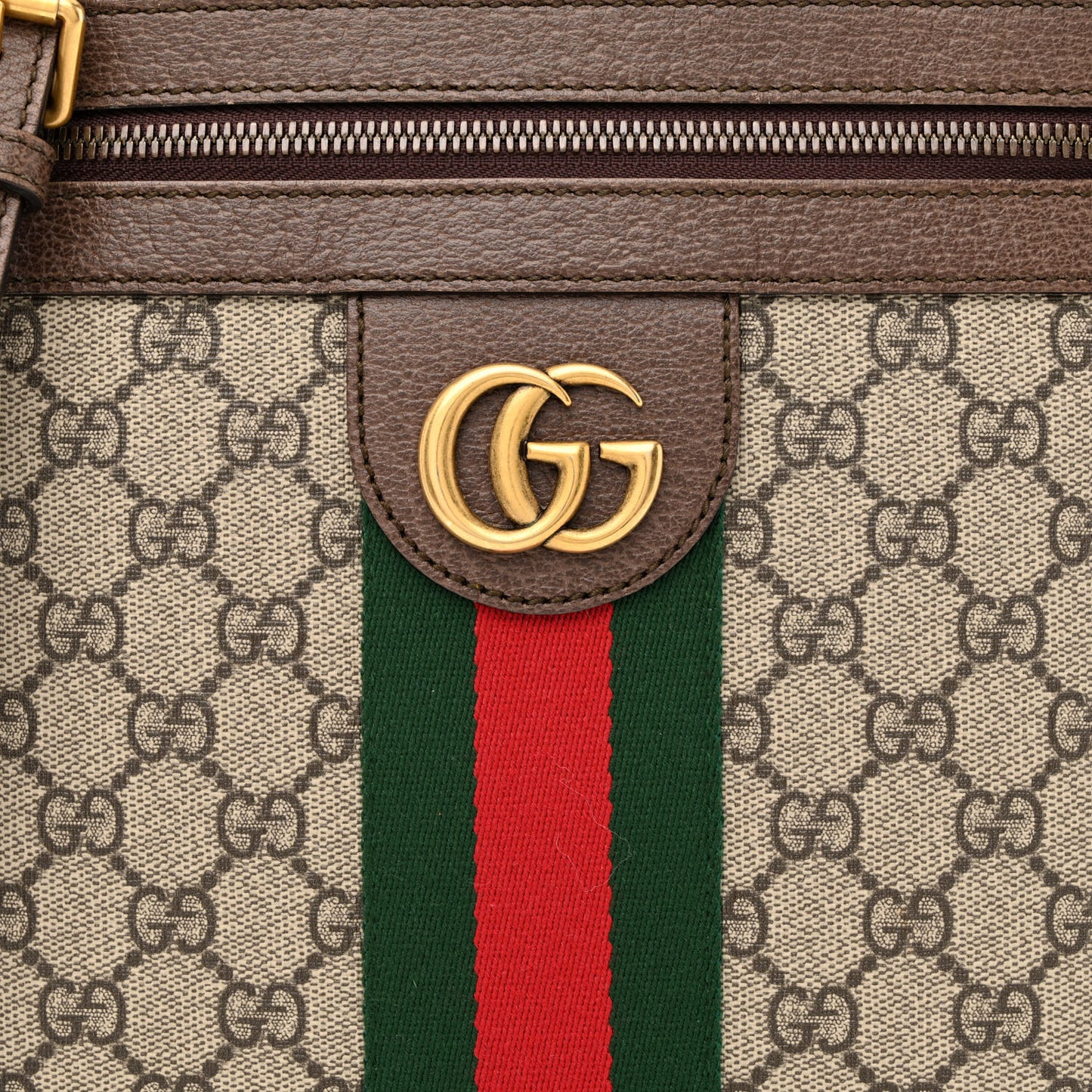 GG Supreme Monogram Web Medium Ophidia Messenger Bag Brown