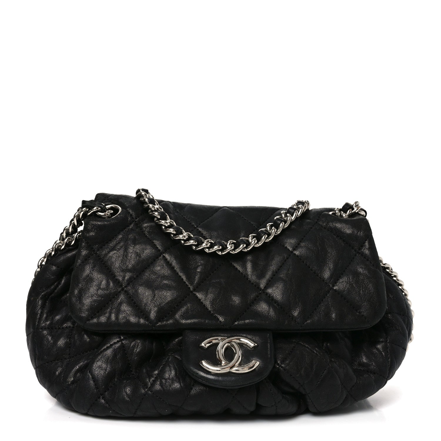 Chanel Washed Lambskin Quilted Medium Chain Around Messenger Black 1 of 11