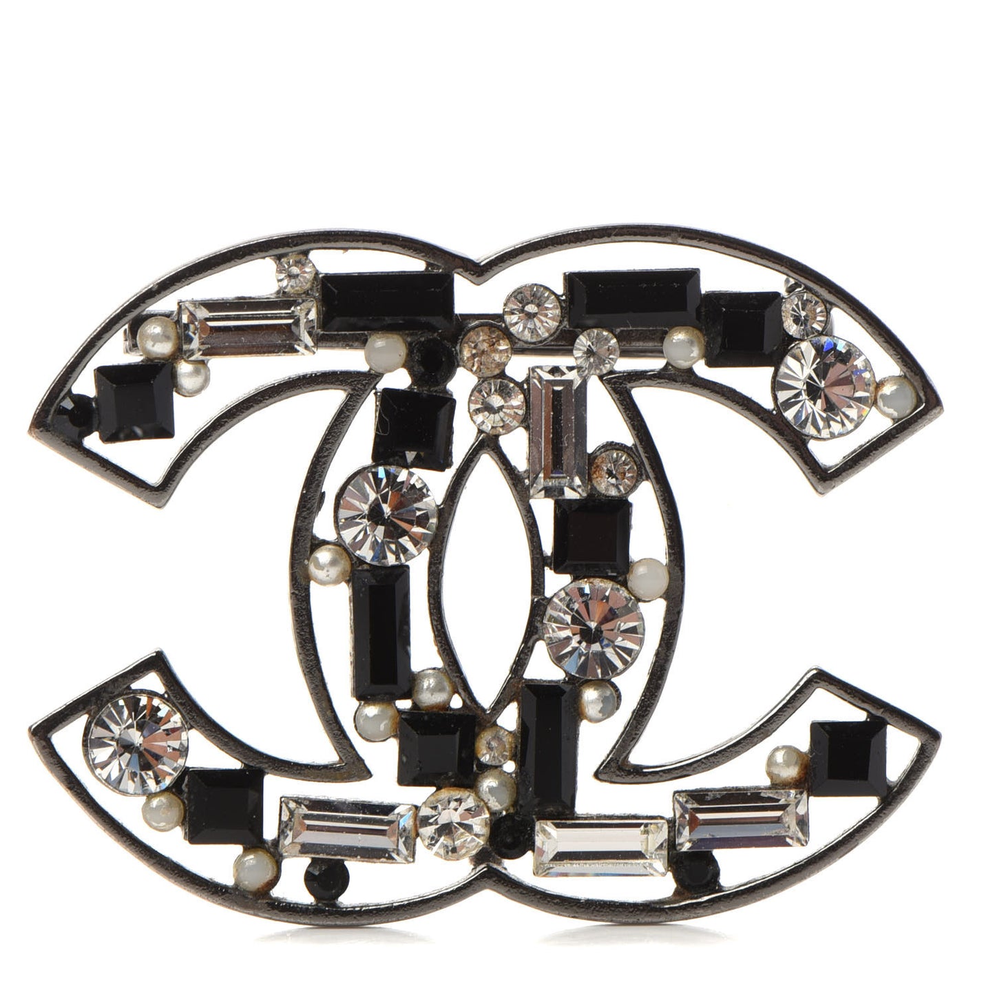 Ruthenium Pearl Crystal CC Brooch