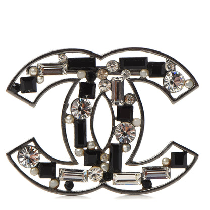 Chanel Ruthenium Pearl Crystal CC Brooch 1 of 5