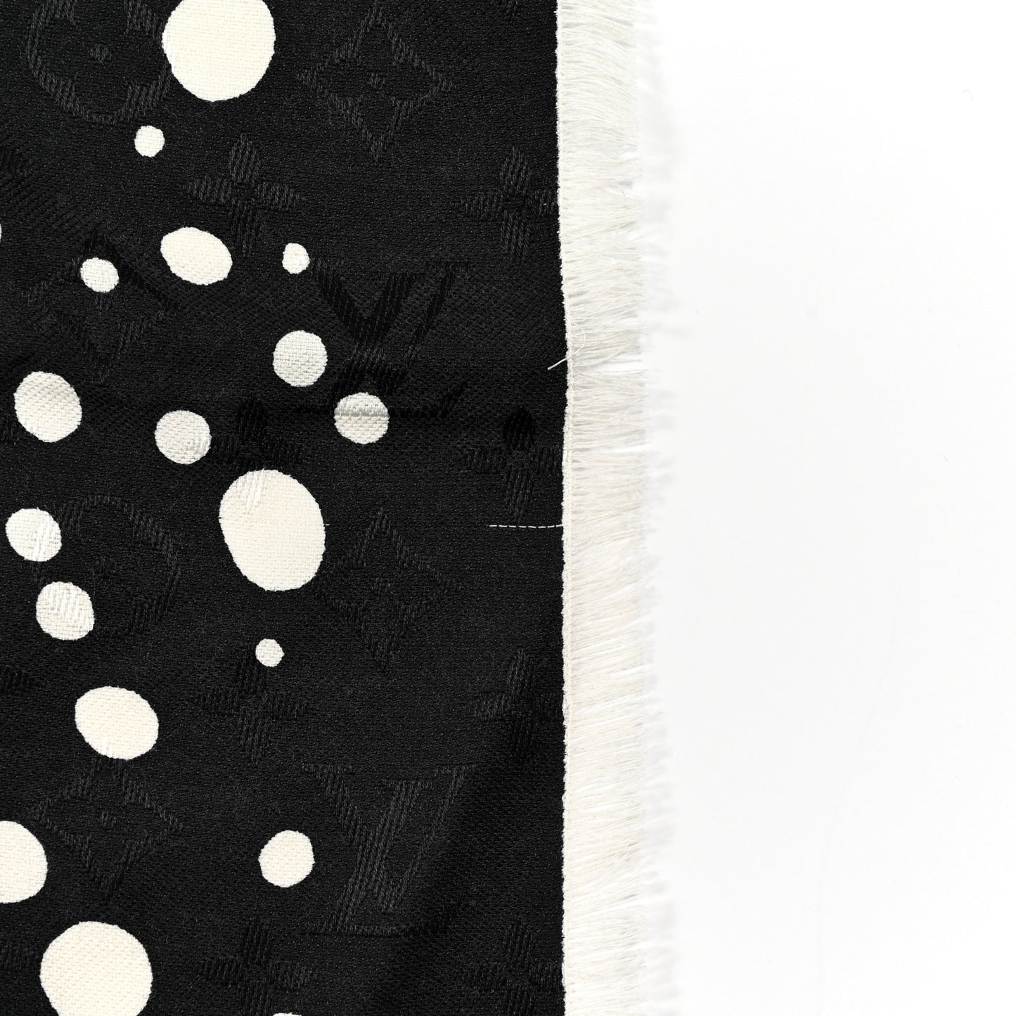 LV x YK Silk Wool Infinity Dots Shawl Black White