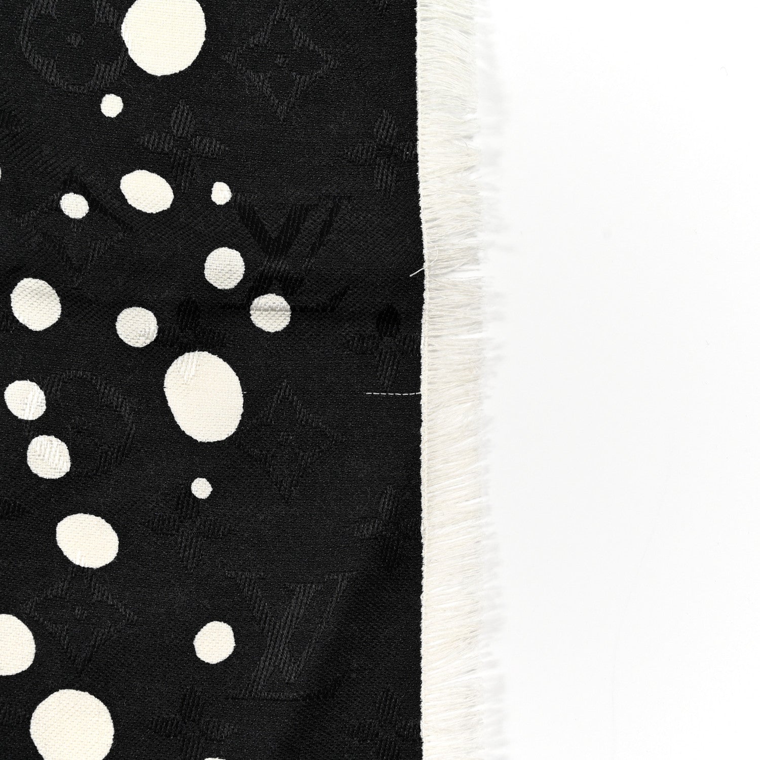 Louis Vuitton LV x YK Silk Wool Infinity Dots Shawl Black White 7 of 7
