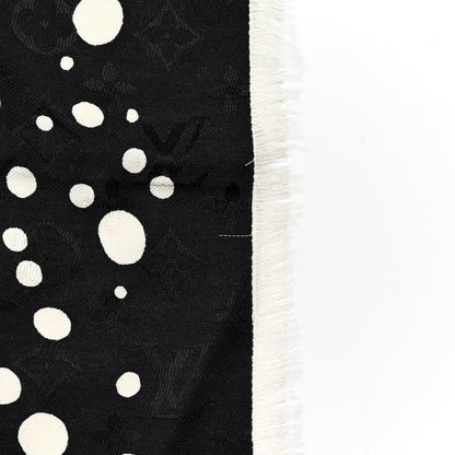 Louis Vuitton LV x YK Silk Wool Infinity Dots Shawl Black White 7 of 7