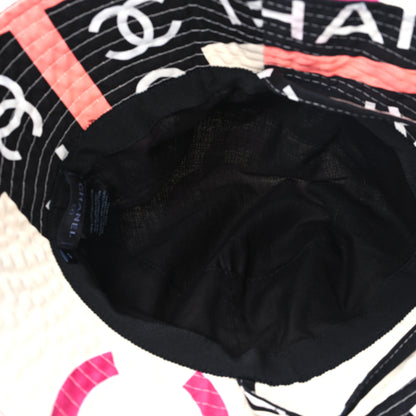 Chanel Cotton Logo Cloche Hat S Ecru Black Pink 8 of 9