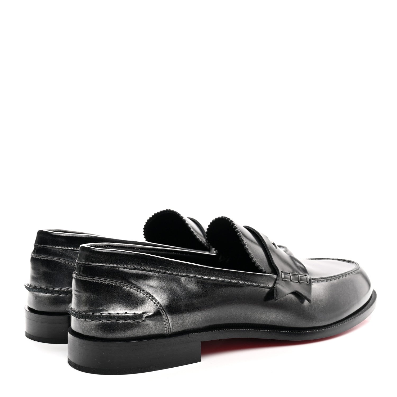 Christian Louboutin Brushed Calfskin Mens Penny Flat Loafers 44.5 Silver Black 4 of 11