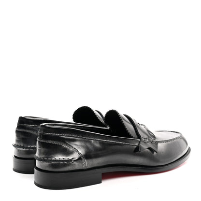 Christian Louboutin Brushed Calfskin Mens Penny Flat Loafers 44.5 Silver Black 4 of 11