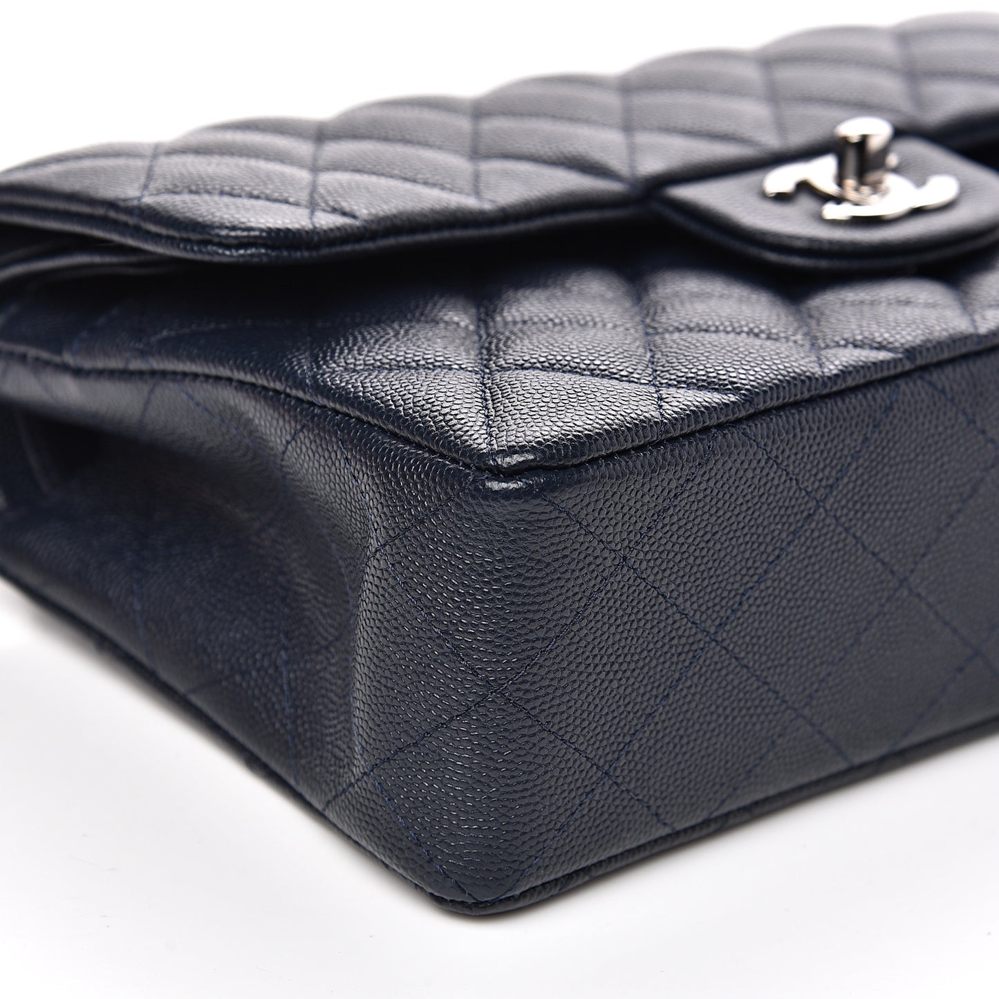 Caviar Quilted Small Double Flap Navy