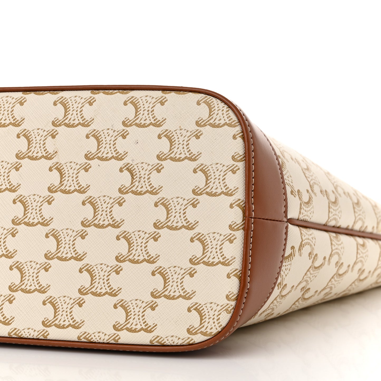 Triomphe Canvas Calfskin Small Bucket Bag White