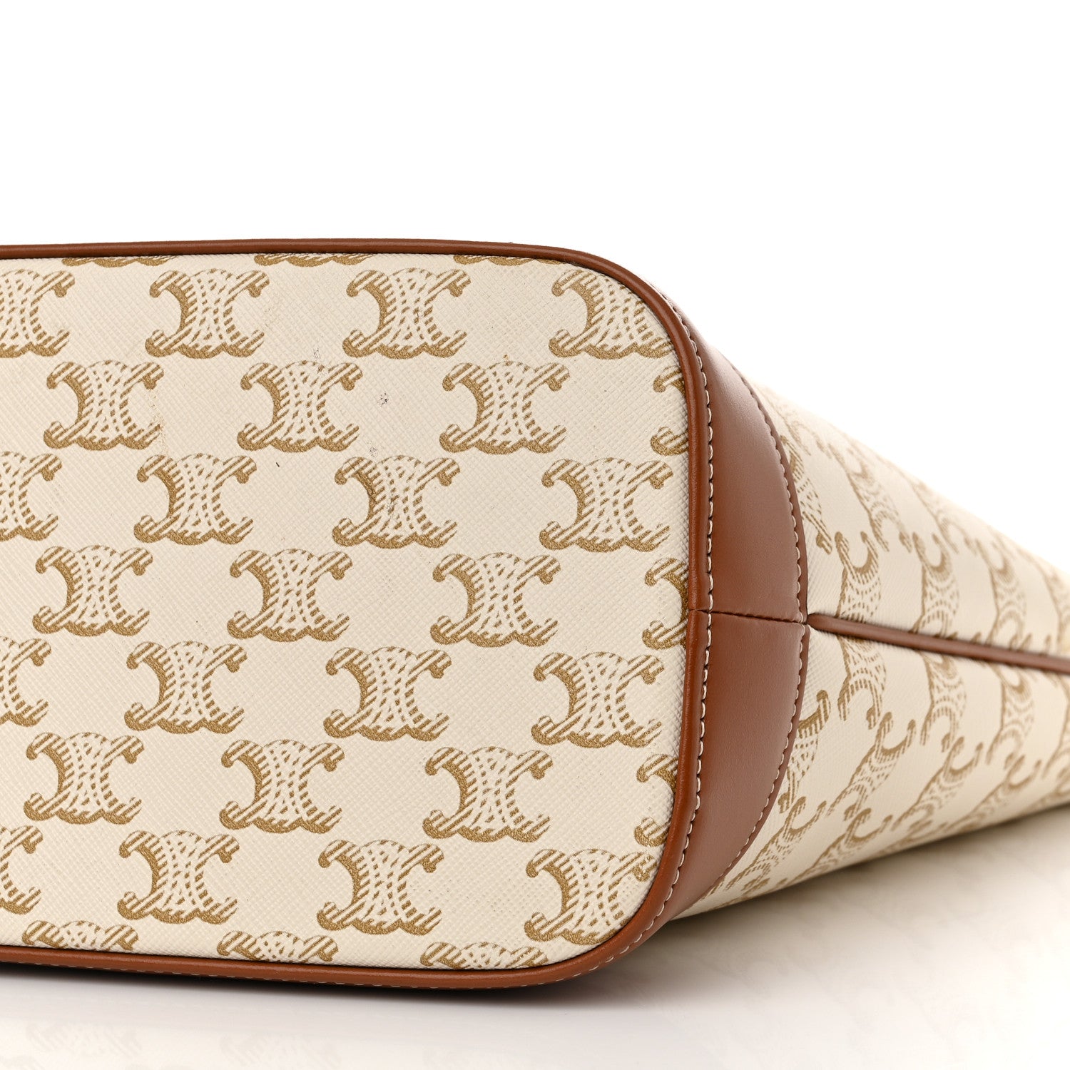 Celine Triomphe Canvas Calfskin Small Bucket Bag White 10 of 12