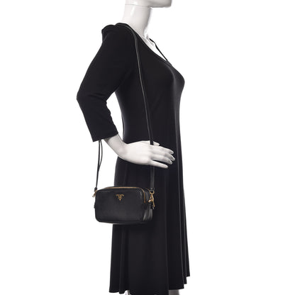 Prada Saffiano Mini Double Zip Crossbody Black 2 of 11