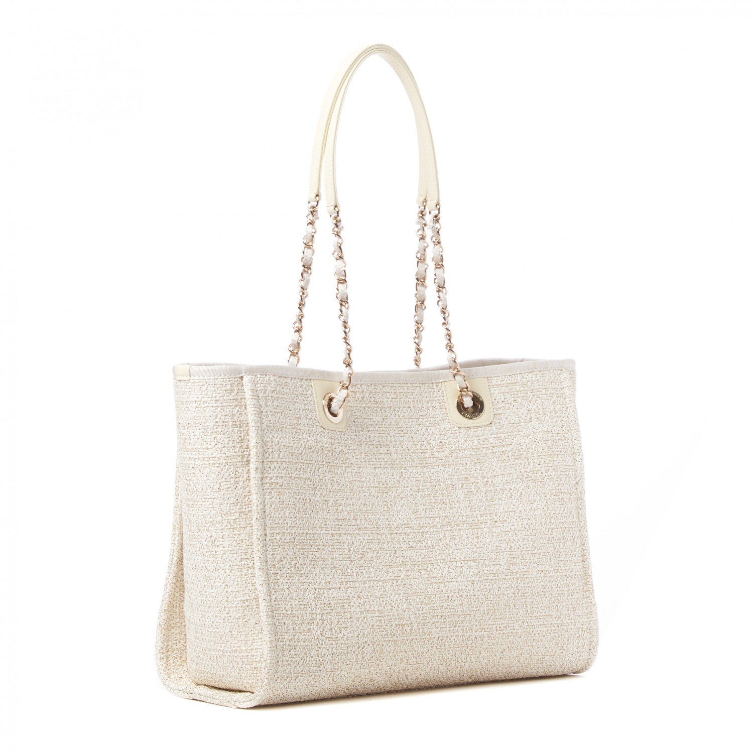 Chanel Lurex Boucle Small Deauville Tote White 2 of 10