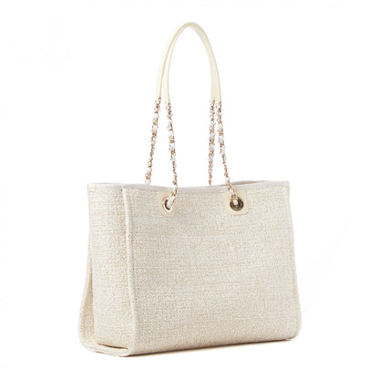 Chanel Lurex Boucle Small Deauville Tote White 2 of 10