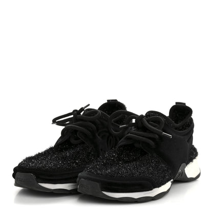 Chanel Stretch Fabric Womens CC Sneakers 37.5 Black 4 of 9