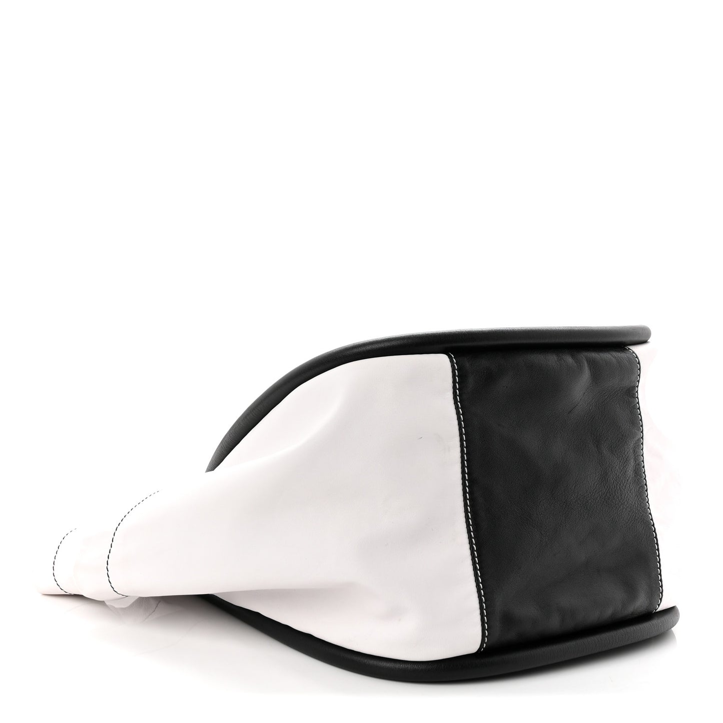 Nappa Colorblock Large Side Pockets Tote Black White