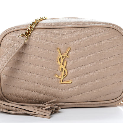 Saint Laurent Grain De Poudre Matelasse Monogram Mini Lou Camera Bag Dark Beige 7 of 10