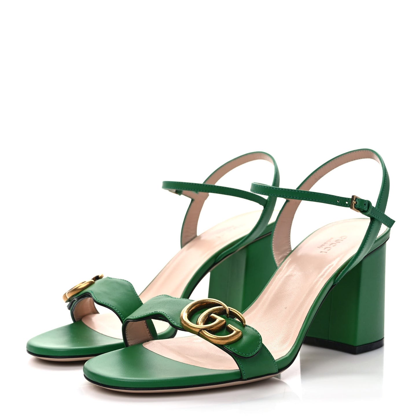 Lifford Calfskin GG Marmont Ankle Wrap 75mm Sandals 40 New Shamarock