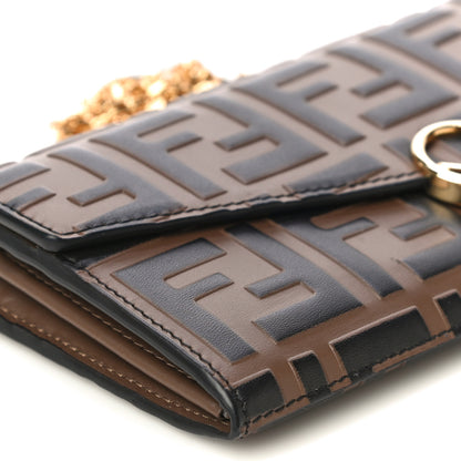 Fendi Vitello Soft F is Fendi Bi-Color FF 1974 Embossed Continental Envelope Wallet On Chain Maya Black 6 of 15
