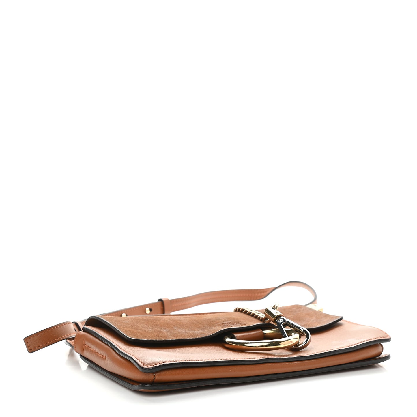 Suede Calfskin Small Faye Shoulder Bag Tobacco