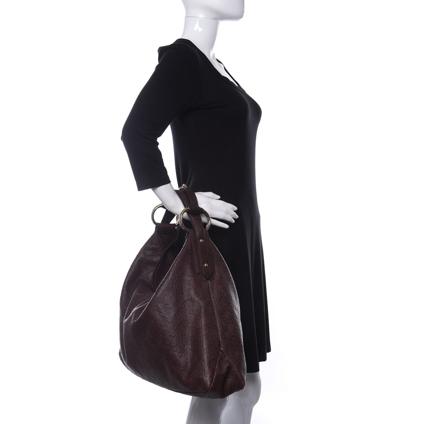 Guccissima Large Horsebit Chain Hobo Chocolate