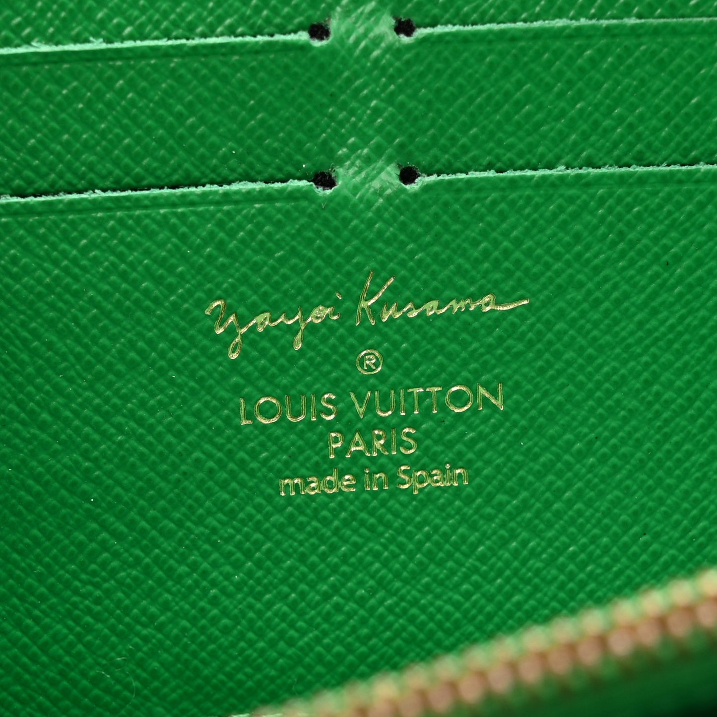 Monogram Kusama Pumpkin Dots Zippy Wallet Green