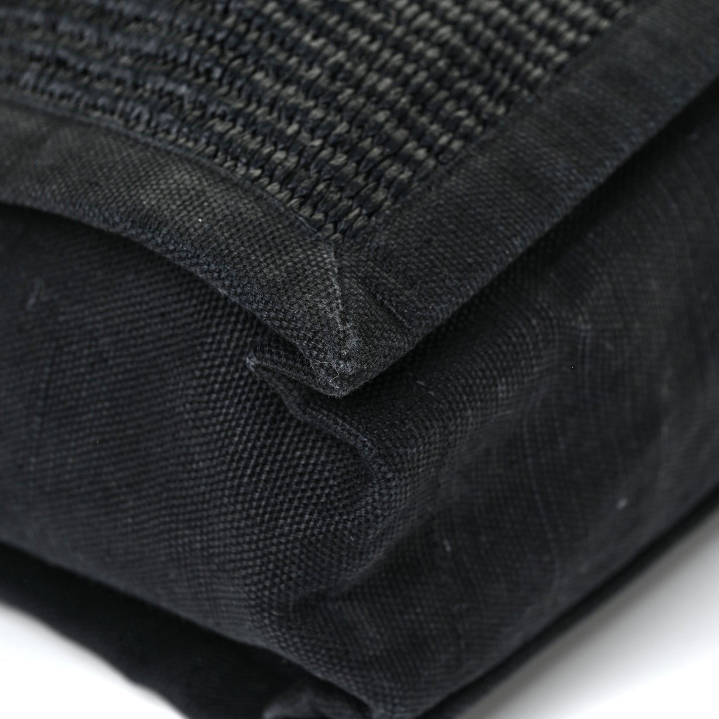 Raffia Linen Calfskin Rive Gauche Tote Black