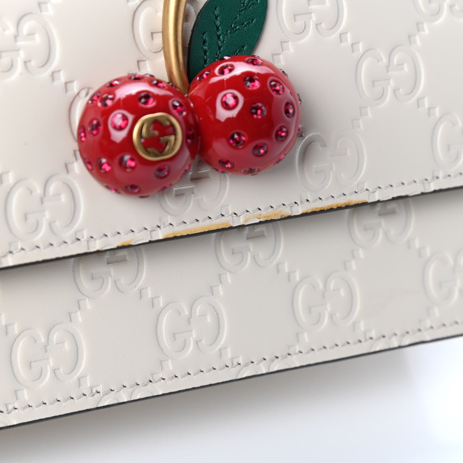 Gucci Guccissima Mini Cherry Chain Bag White 7 of 7