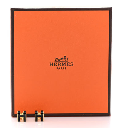 Hermes Gold Lacquered Mini Pop H Earrings Black 5 of 5