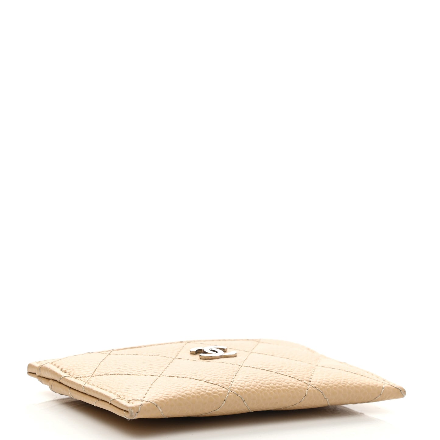 Caviar Quilted Card Holder Beige