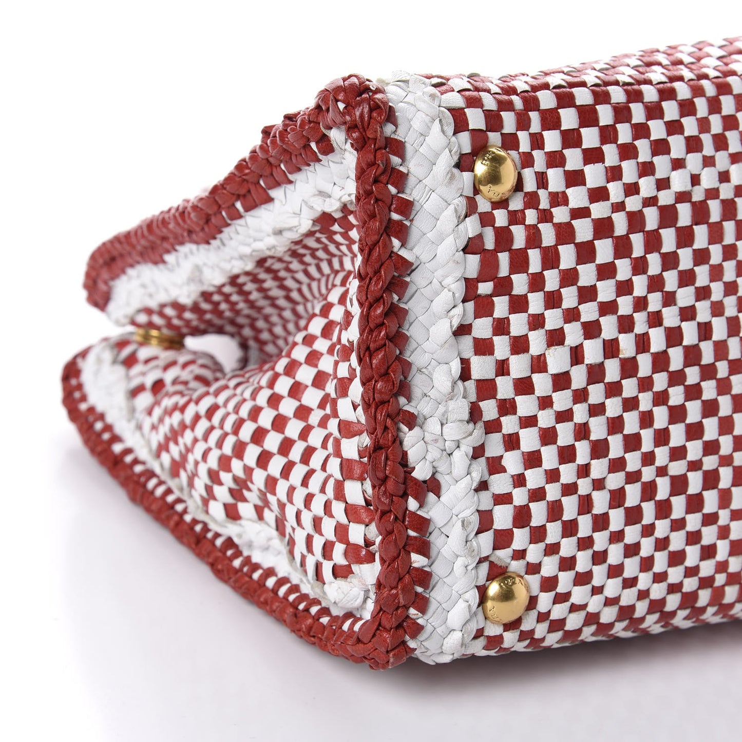 Goatskin Woven Tote Red White