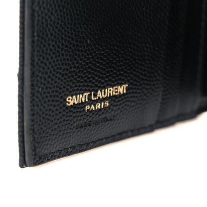 Saint Laurent Grain De Poudre Matelasse Chevron Monogram Zipped Card Case Black 7 of 10