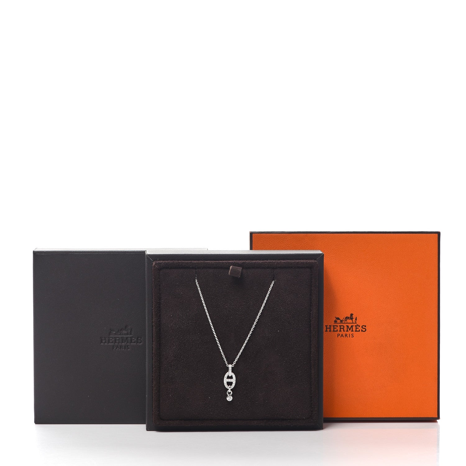 Hermes 18K White Gold Diamond PM Chaine d'Ancre Enchainee Necklace 6 of 6