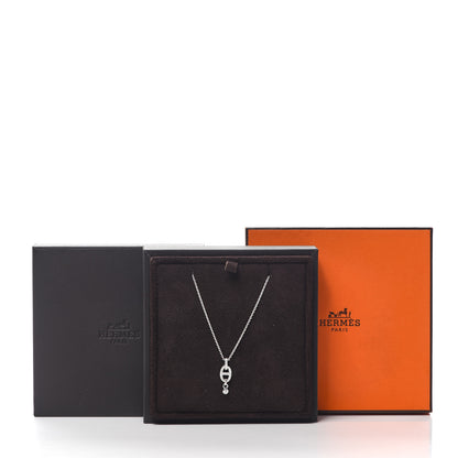 Hermes 18K White Gold Diamond PM Chaine d'Ancre Enchainee Necklace 6 of 6