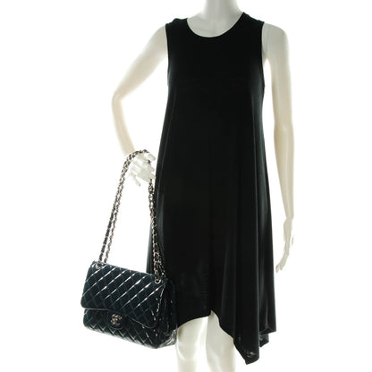 Chanel Patent Quilted Jumbo Double Flap Navy Blue 3 of 10