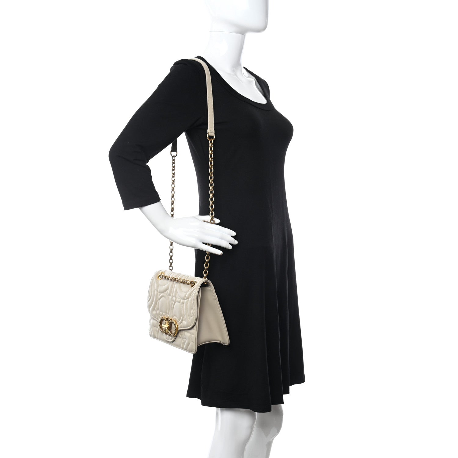 Salvatore Ferragamo Calfskin Quilted Gancini Flap Bag Peony 2 of 10