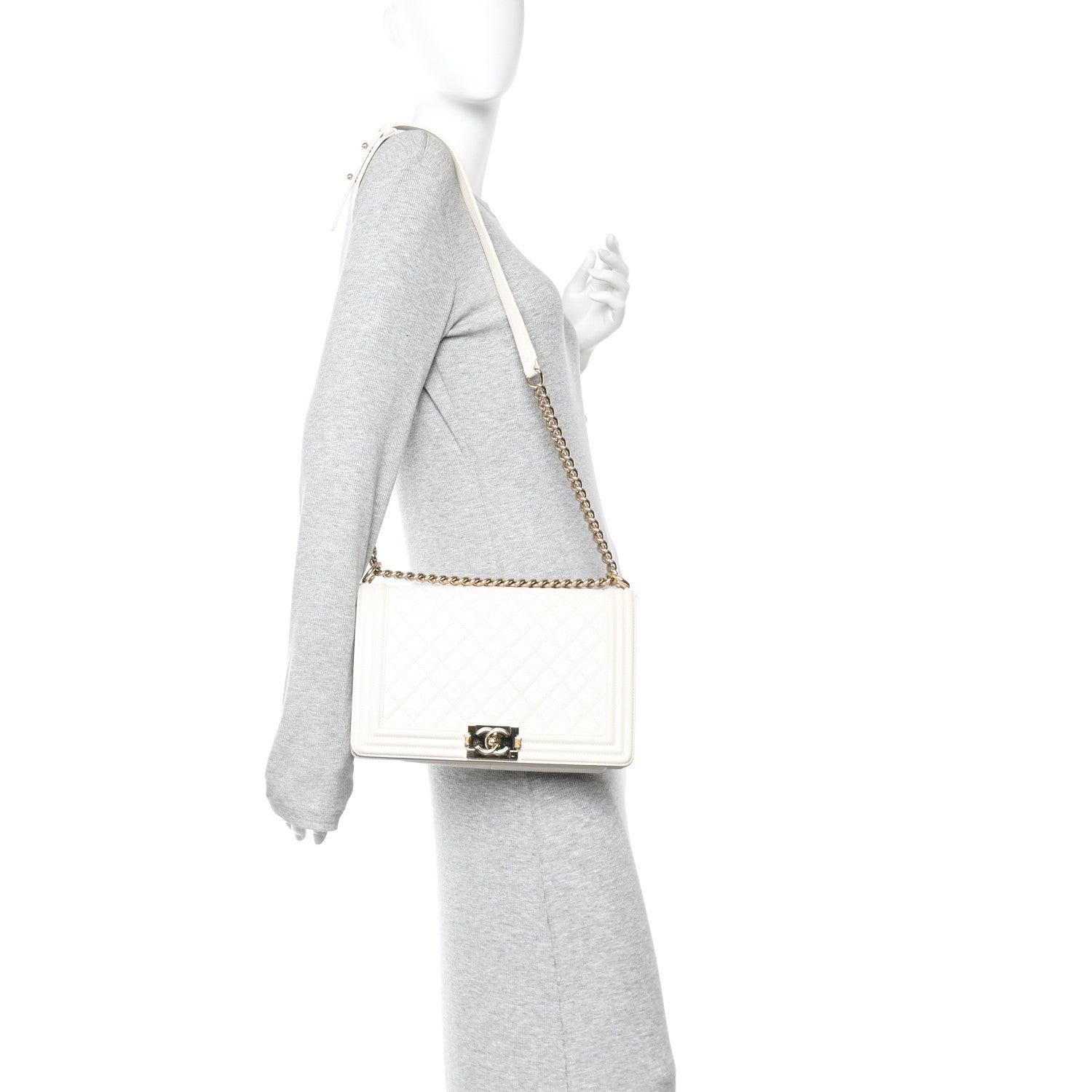 Chanel Caviar Quilted New Medium Boy Flap White 2 of 14