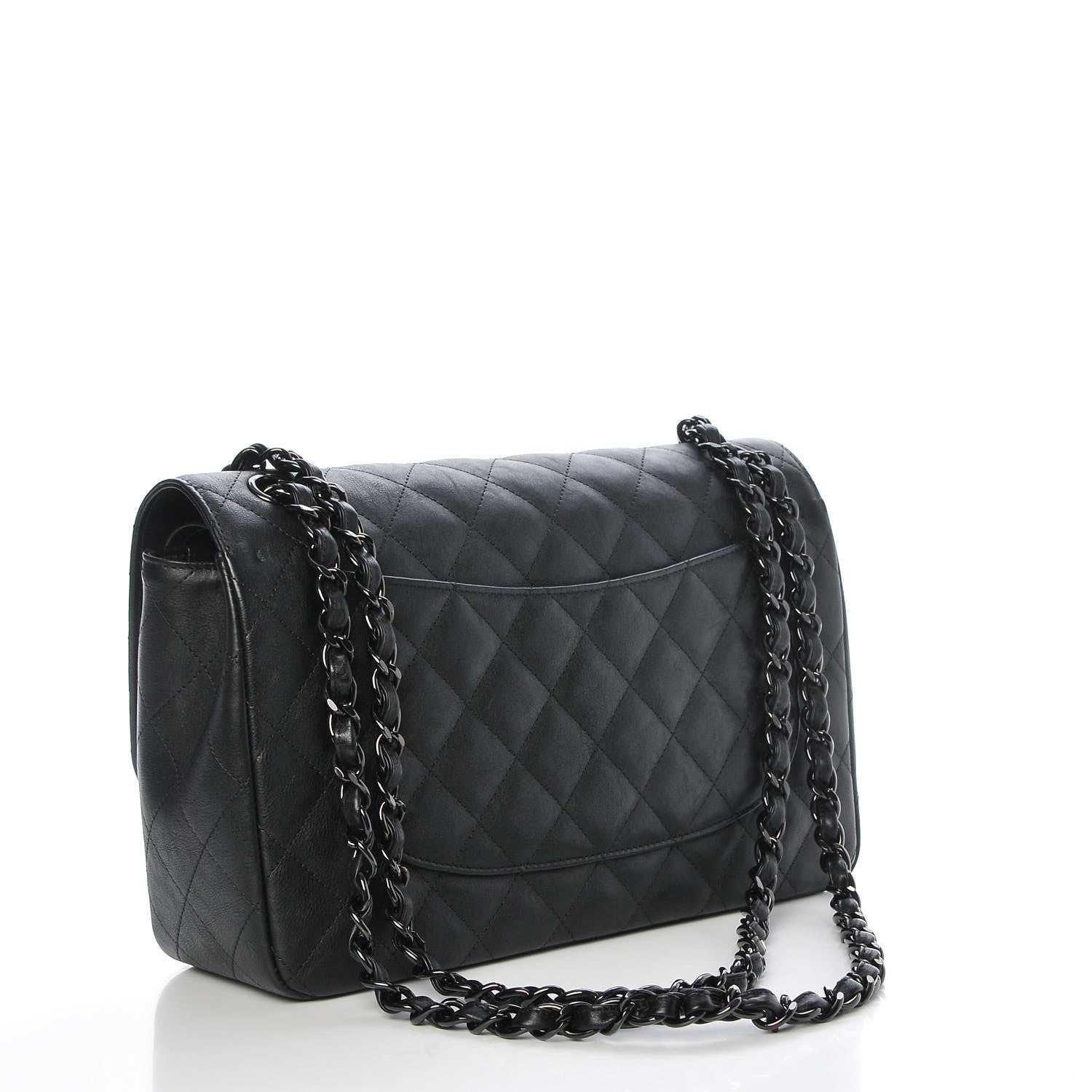 Chanel Crumpled Calfskin Quilted Jumbo Double Flap So Black 3 of 8