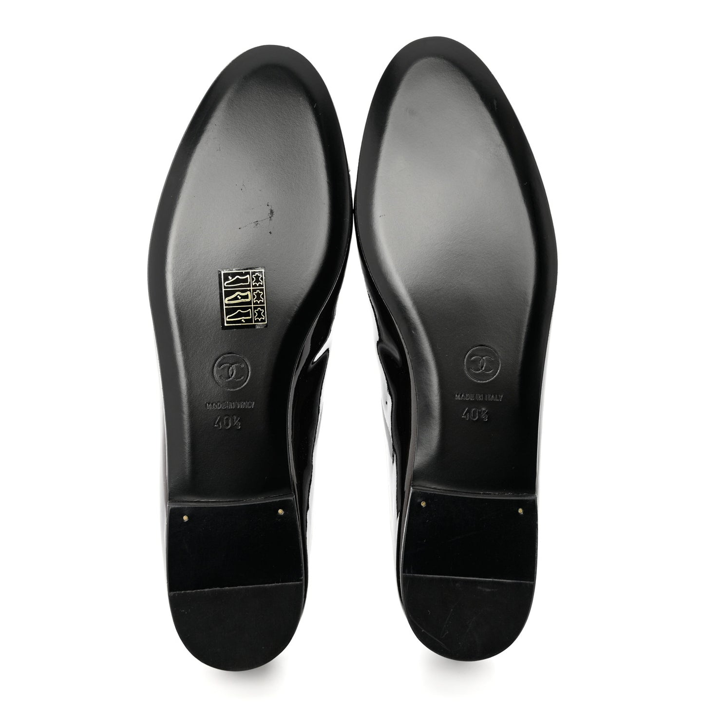 Patent CC Cap Toe Ballerina Flats 40.5 Black Beige